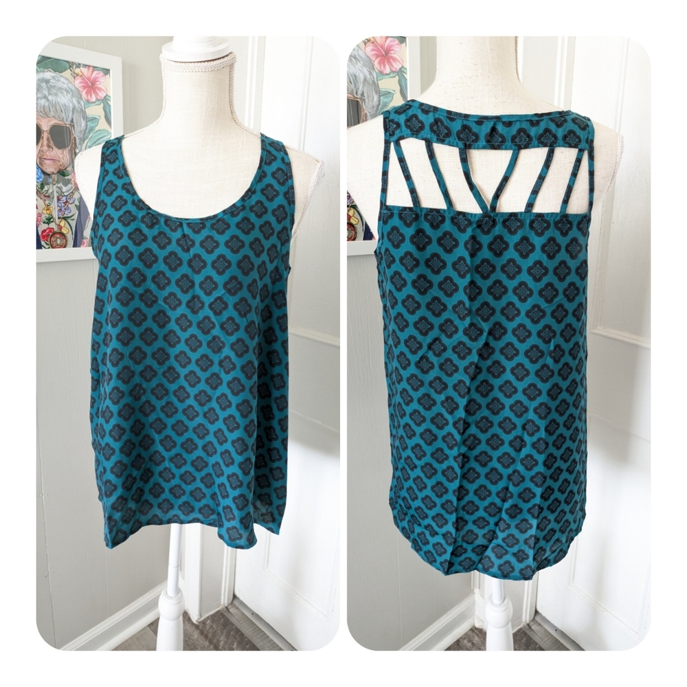 Gentle Fawn Anthropologie Women's‎ Medium Sleeveless Top Blouse Teal Black